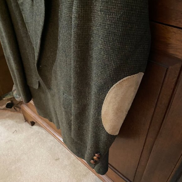 Stuart Hughes Men’s Blazer Sport Coat 44L Brown Houndstooth Elbow Patch Wool - Picture 12 of 16